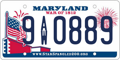 MD license plate 9AW0889