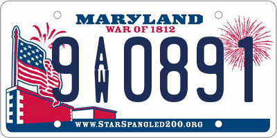 MD license plate 9AW0891