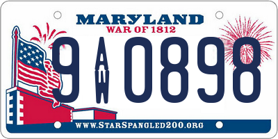 MD license plate 9AW0898