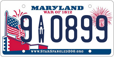 MD license plate 9AW0899