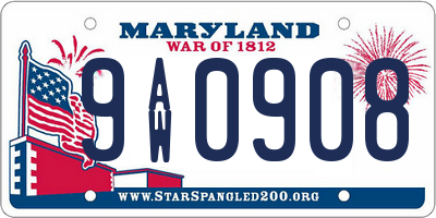 MD license plate 9AW0908