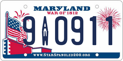 MD license plate 9AW0911