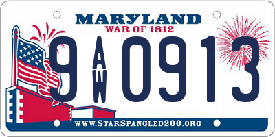 MD license plate 9AW0913