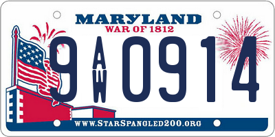 MD license plate 9AW0914