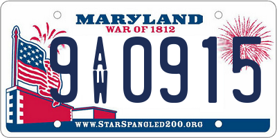 MD license plate 9AW0915