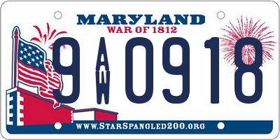 MD license plate 9AW0918