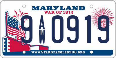 MD license plate 9AW0919