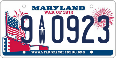 MD license plate 9AW0923