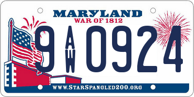 MD license plate 9AW0924