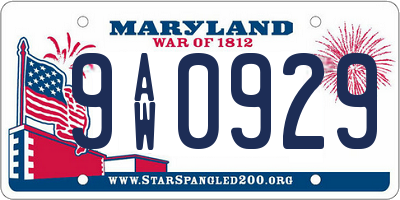MD license plate 9AW0929