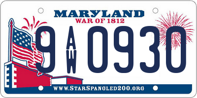 MD license plate 9AW0930