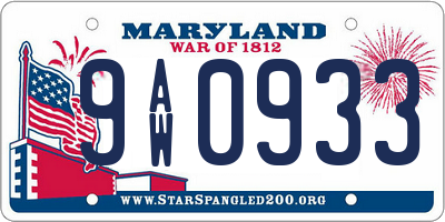 MD license plate 9AW0933