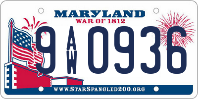 MD license plate 9AW0936