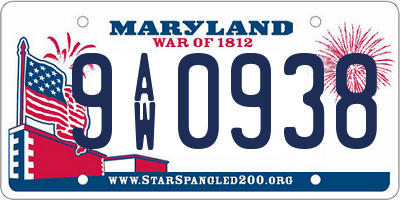 MD license plate 9AW0938