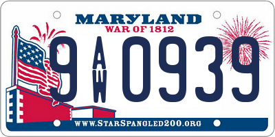 MD license plate 9AW0939