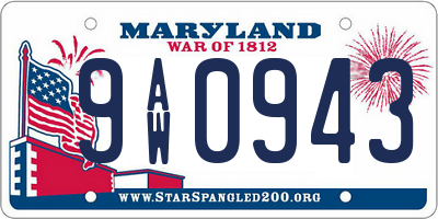 MD license plate 9AW0943