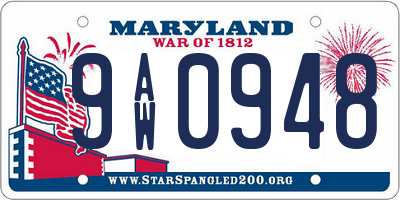 MD license plate 9AW0948