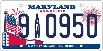 MD license plate 9AW0950