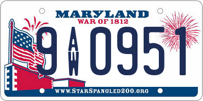 MD license plate 9AW0951