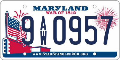 MD license plate 9AW0957
