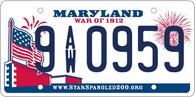 MD license plate 9AW0959