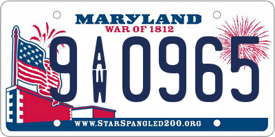 MD license plate 9AW0965