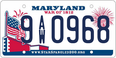 MD license plate 9AW0968
