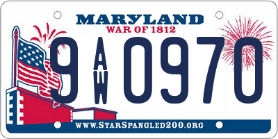 MD license plate 9AW0970
