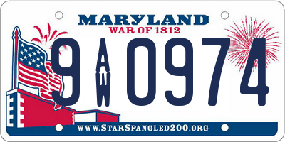 MD license plate 9AW0974