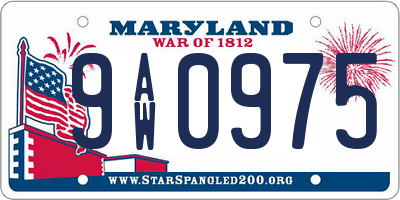 MD license plate 9AW0975