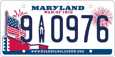 MD license plate 9AW0976