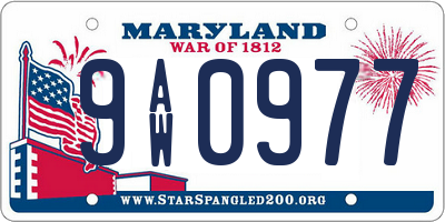 MD license plate 9AW0977