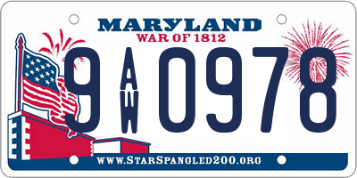 MD license plate 9AW0978
