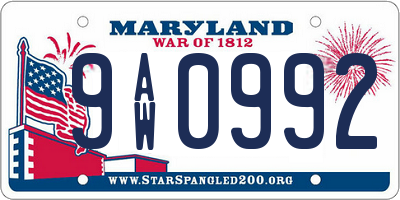MD license plate 9AW0992