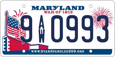 MD license plate 9AW0993