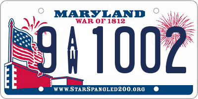MD license plate 9AW1002