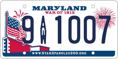 MD license plate 9AW1007