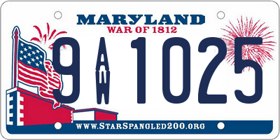 MD license plate 9AW1025