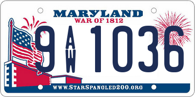 MD license plate 9AW1036