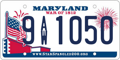 MD license plate 9AW1050