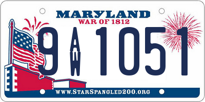 MD license plate 9AW1051