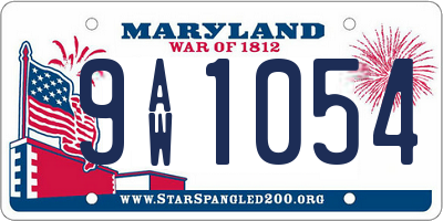 MD license plate 9AW1054