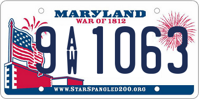 MD license plate 9AW1063
