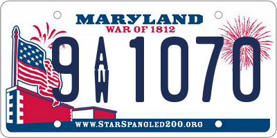 MD license plate 9AW1070