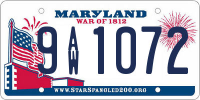 MD license plate 9AW1072