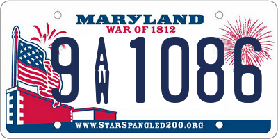 MD license plate 9AW1086