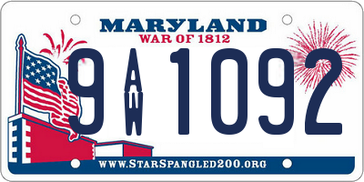 MD license plate 9AW1092
