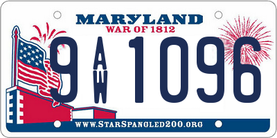 MD license plate 9AW1096