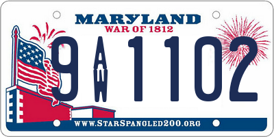 MD license plate 9AW1102