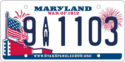 MD license plate 9AW1103
